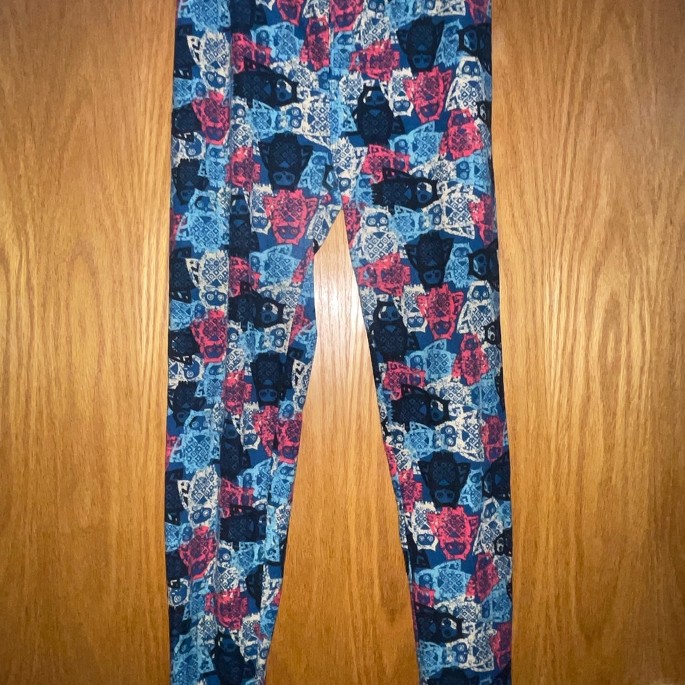 LuLaRoe Blue and Red Patterned Leggings